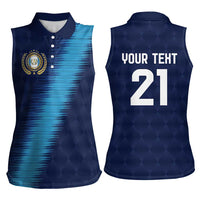 Guatemala Football Custom Women Sleeveless Polo Shirt Go Los Chapines Blue Pattern