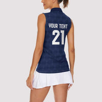 Guatemala Football Custom Women Sleeveless Polo Shirt Go Los Chapines Blue Pattern