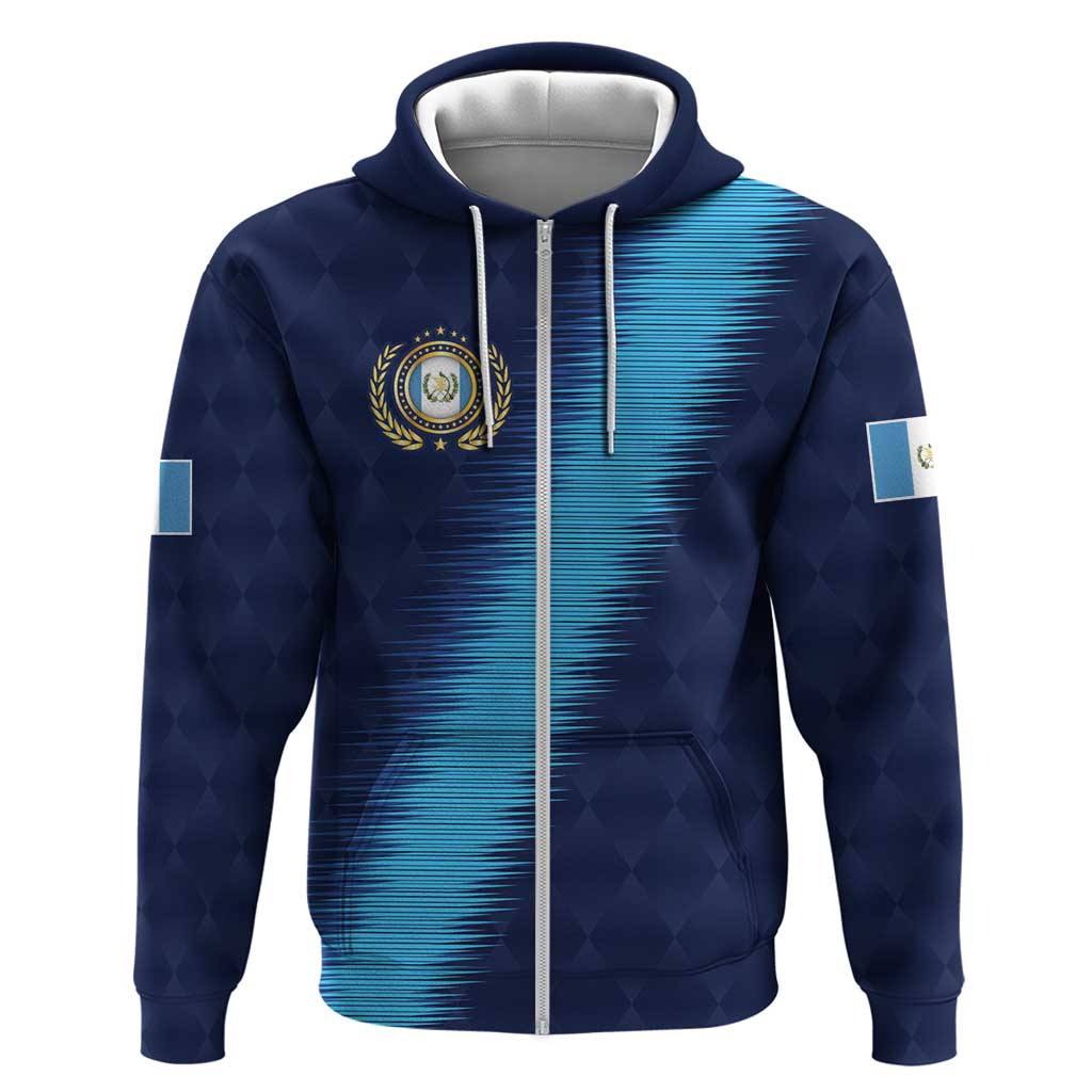 Guatemala Football Custom Zip Hoodie Go Los Chapines Blue Pattern
