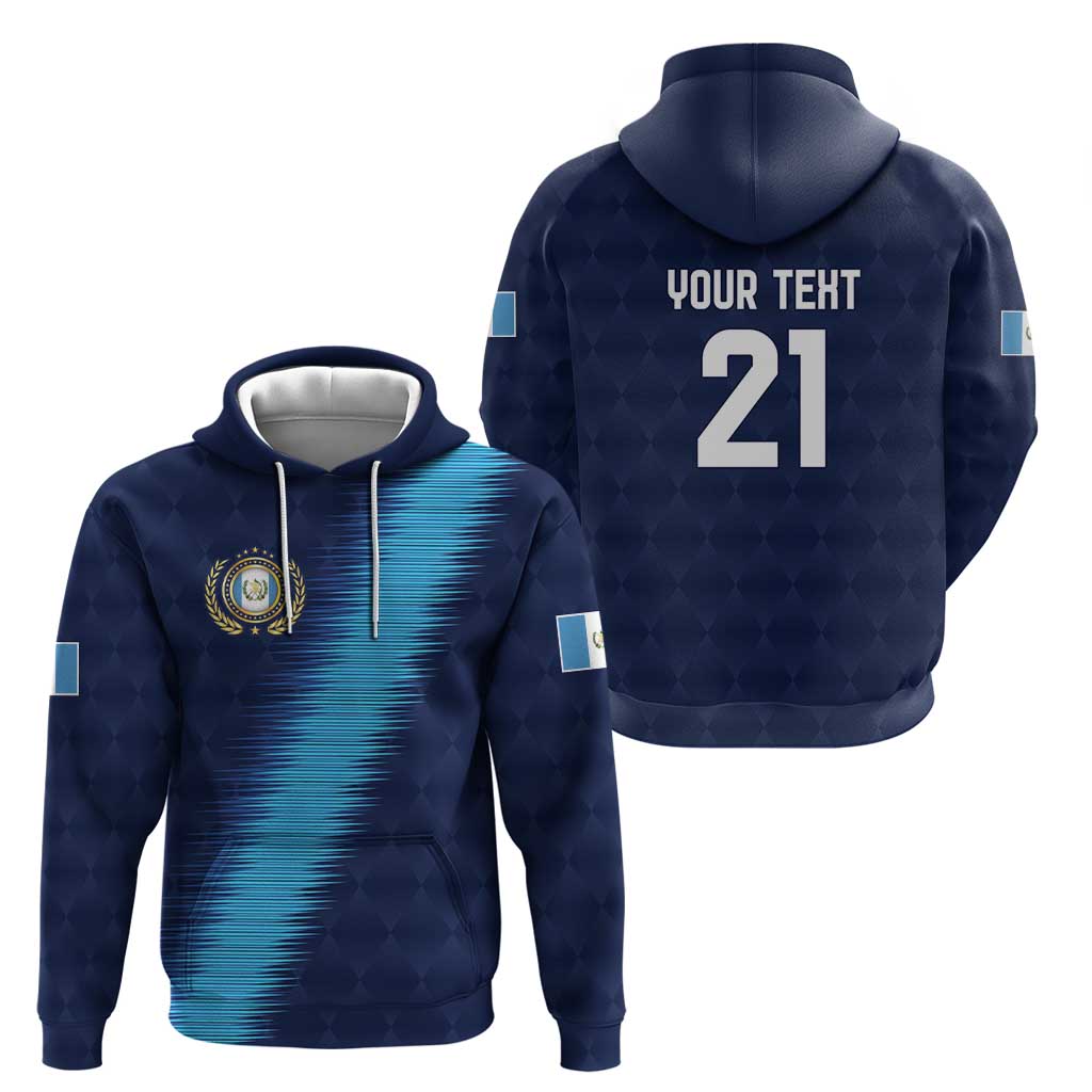 Guatemala Football Custom Zip Hoodie Go Los Chapines Blue Pattern