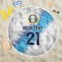 Guatemala Football Custom Beach Blanket Go Los Chapines White Pattern