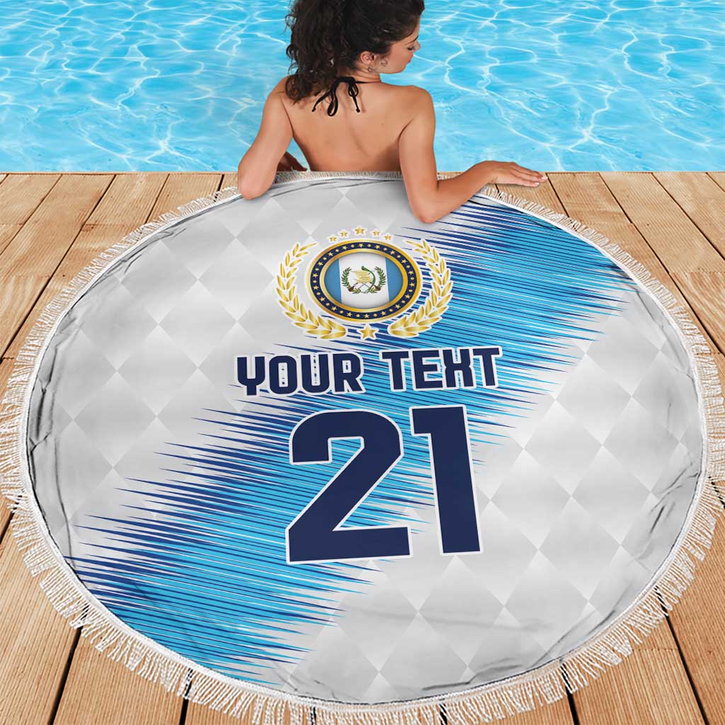 Guatemala Football Custom Beach Blanket Go Los Chapines White Pattern