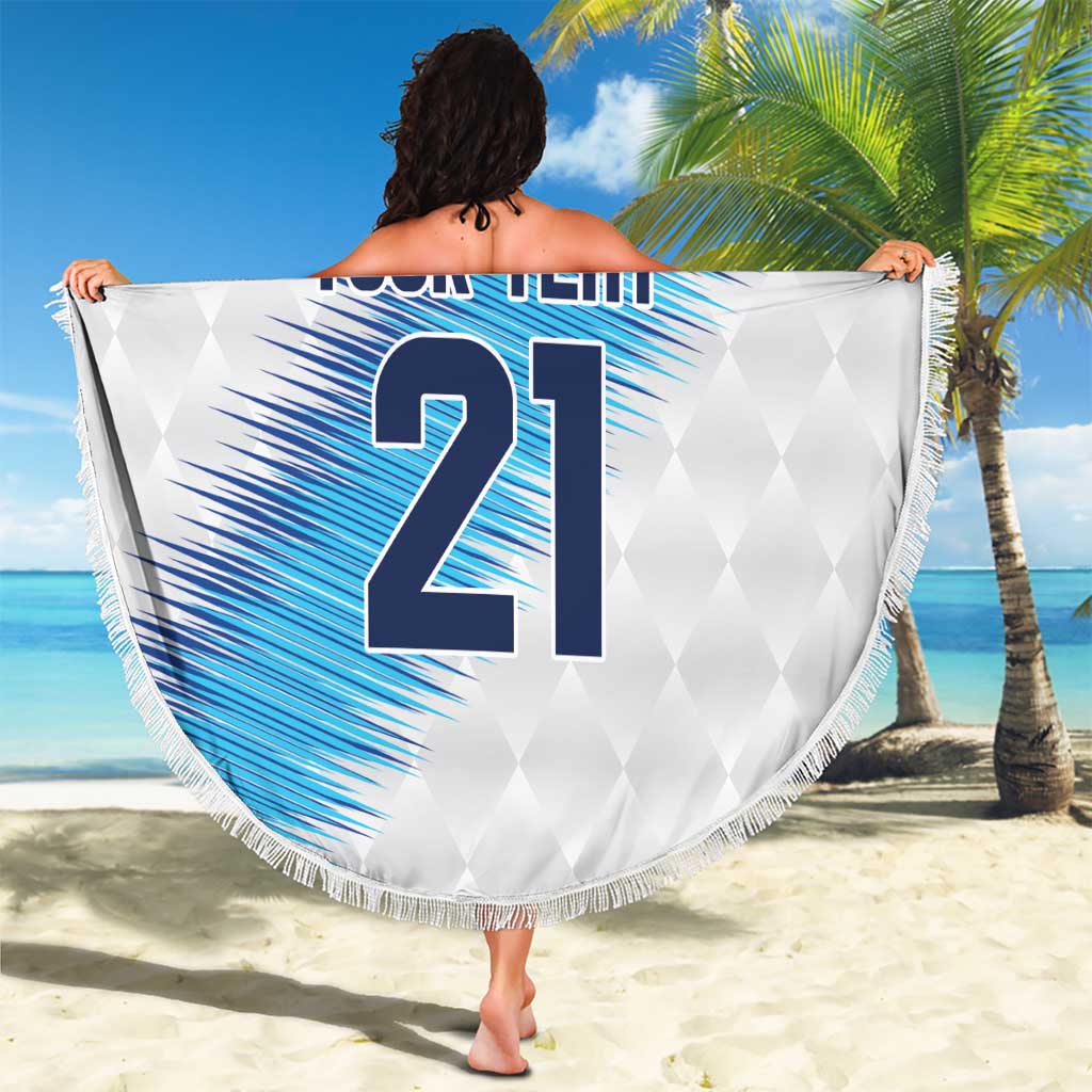Guatemala Football Custom Beach Blanket Go Los Chapines White Pattern
