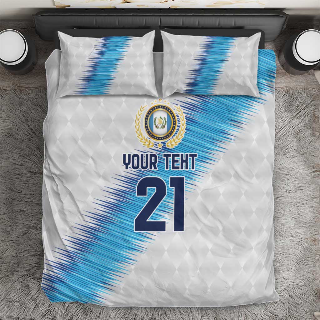 Guatemala Football Custom Bedding Set Go Los Chapines White Pattern