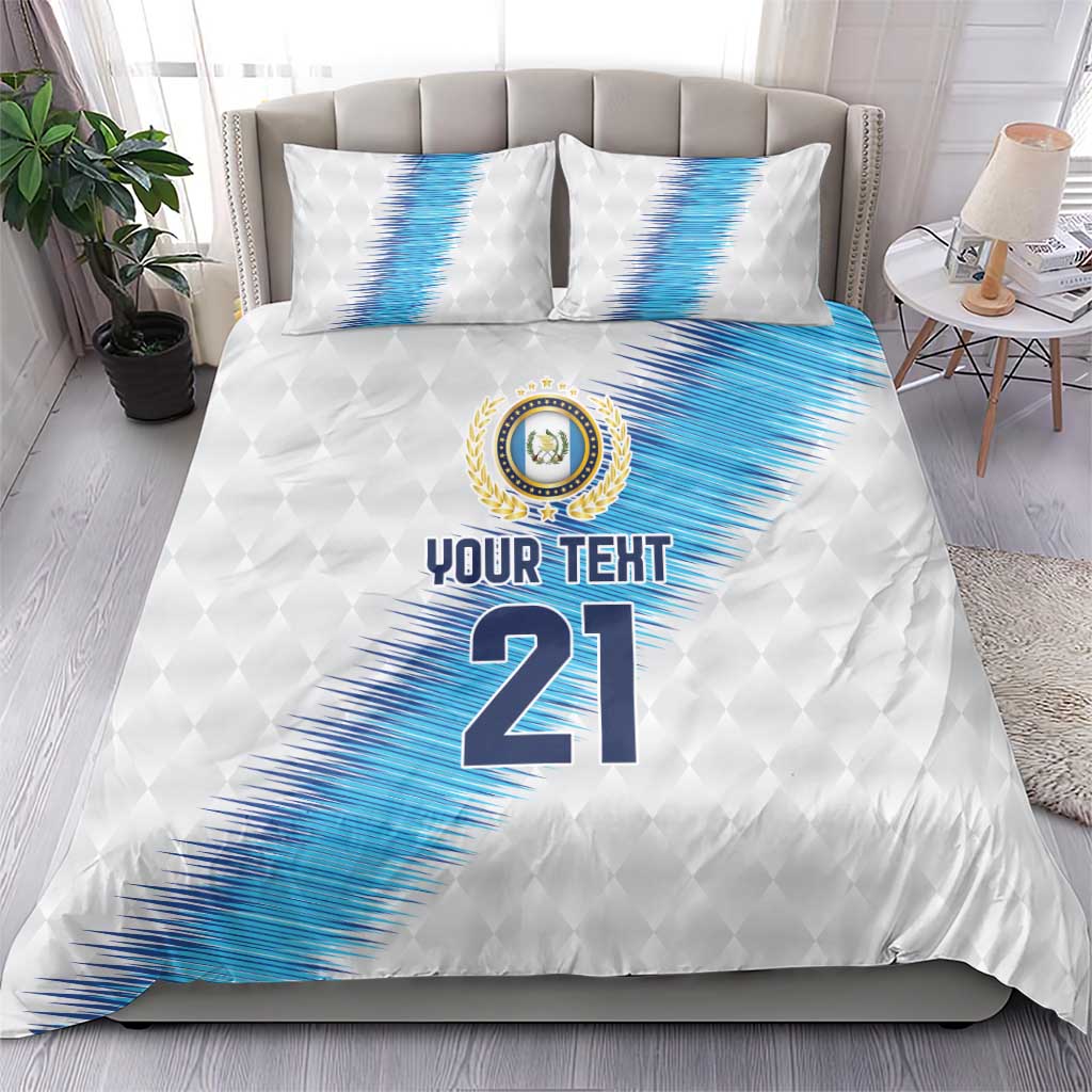 Guatemala Football Custom Bedding Set Go Los Chapines White Pattern
