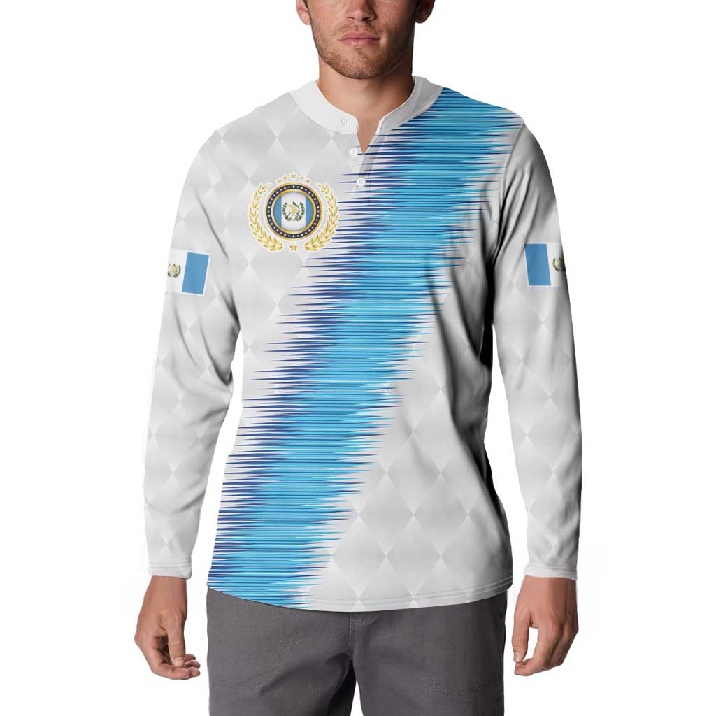Guatemala Football Custom Button Sweatshirt Go Los Chapines White Pattern