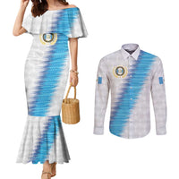 Guatemala Football Custom Couples Matching Mermaid Dress and Long Sleeve Button Shirt Go Los Chapines White Pattern