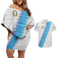 Guatemala Football Custom Couples Matching Off Shoulder Short Dress and Hawaiian Shirt Go Los Chapines White Pattern