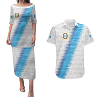 Guatemala Football Custom Couples Matching Puletasi and Hawaiian Shirt Go Los Chapines White Pattern