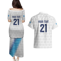 Guatemala Football Custom Couples Matching Puletasi and Hawaiian Shirt Go Los Chapines White Pattern