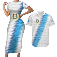 Guatemala Football Custom Couples Matching Short Sleeve Bodycon Dress and Hawaiian Shirt Go Los Chapines White Pattern
