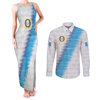 Guatemala Football Custom Couples Matching Tank Maxi Dress and Long Sleeve Button Shirt Go Los Chapines White Pattern