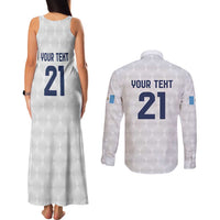 Guatemala Football Custom Couples Matching Tank Maxi Dress and Long Sleeve Button Shirt Go Los Chapines White Pattern