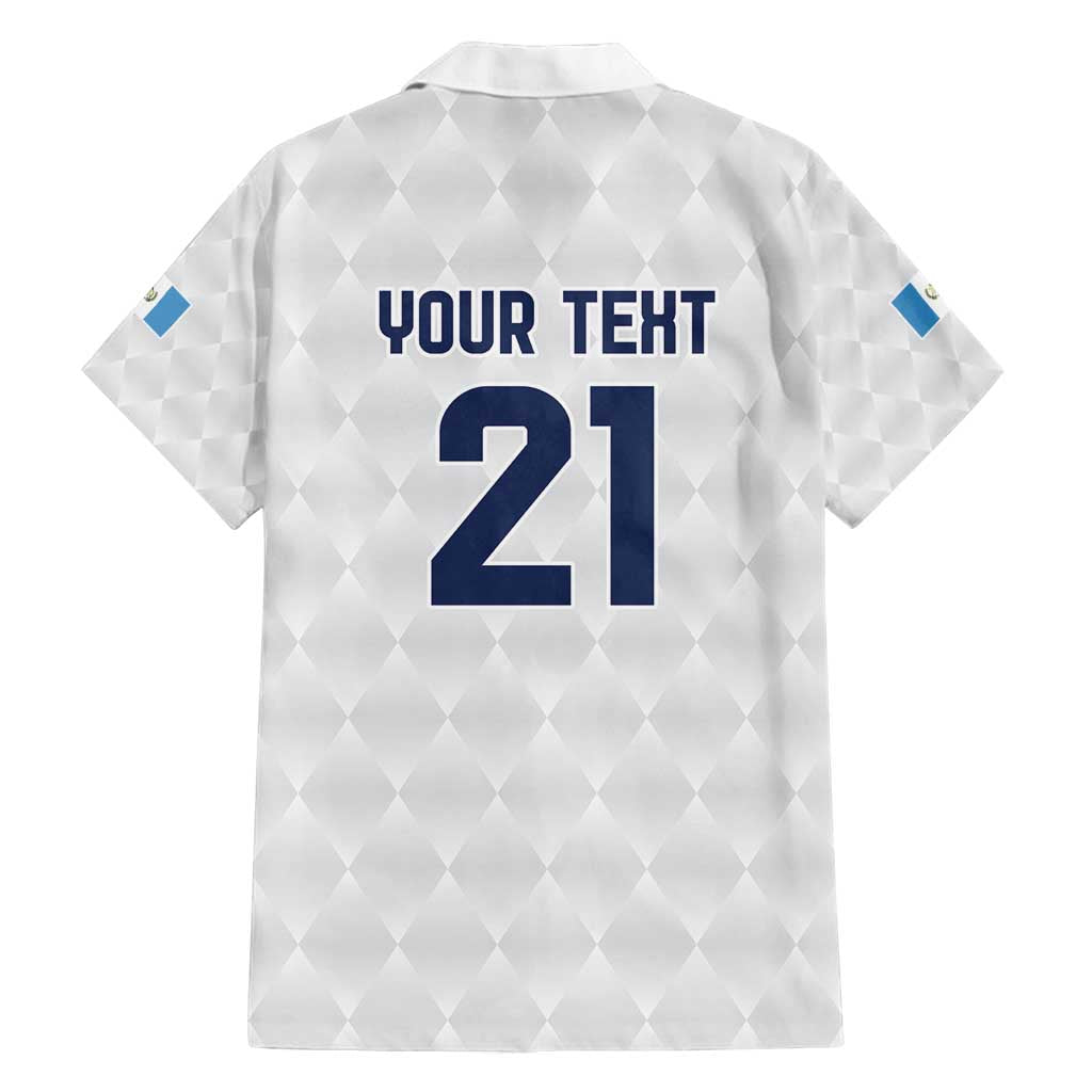 Guatemala Football Custom Family Matching Long Sleeve Bodycon Dress and Hawaiian Shirt Go Los Chapines White Pattern