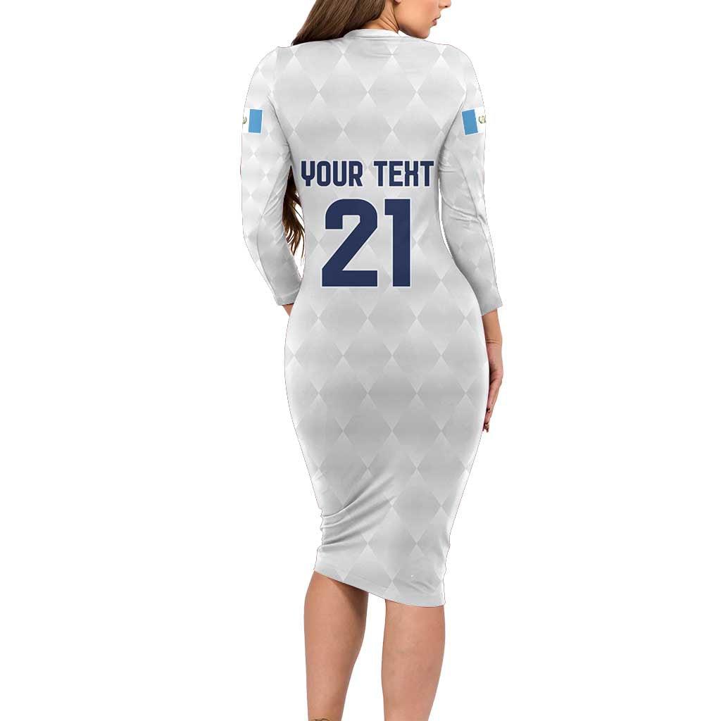 Guatemala Football Custom Family Matching Long Sleeve Bodycon Dress and Hawaiian Shirt Go Los Chapines White Pattern