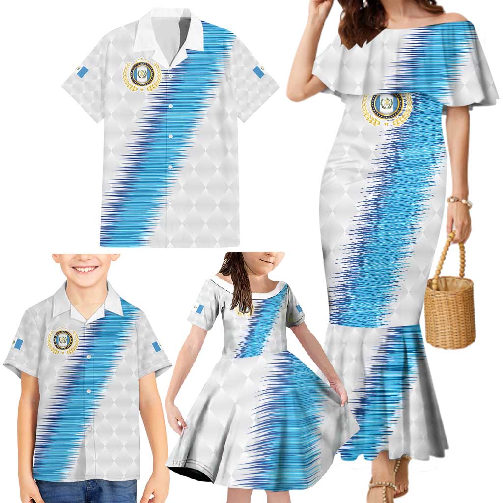 Guatemala Football Custom Family Matching Mermaid Dress and Hawaiian Shirt Go Los Chapines White Pattern