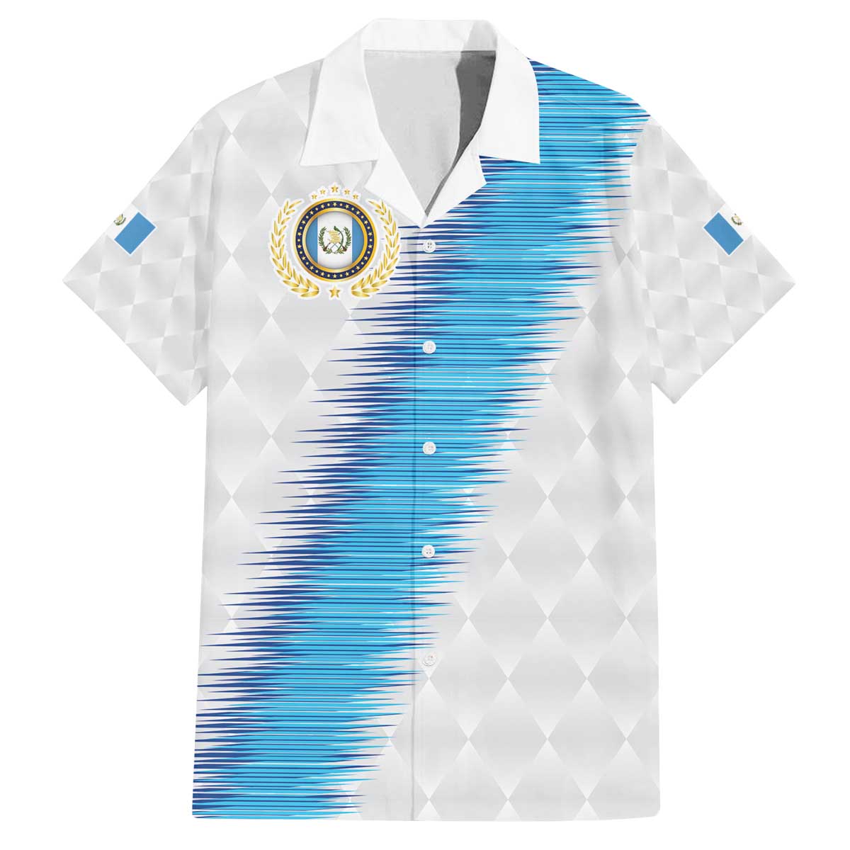 Guatemala Football Custom Family Matching Off The Shoulder Long Sleeve Dress and Hawaiian Shirt Go Los Chapines White Pattern