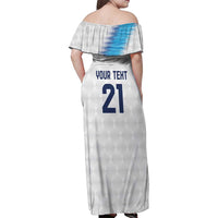 Guatemala Football Custom Family Matching Off Shoulder Maxi Dress and Hawaiian Shirt Go Los Chapines White Pattern