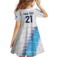 Guatemala Football Custom Family Matching Off Shoulder Short Dress and Hawaiian Shirt Go Los Chapines White Pattern