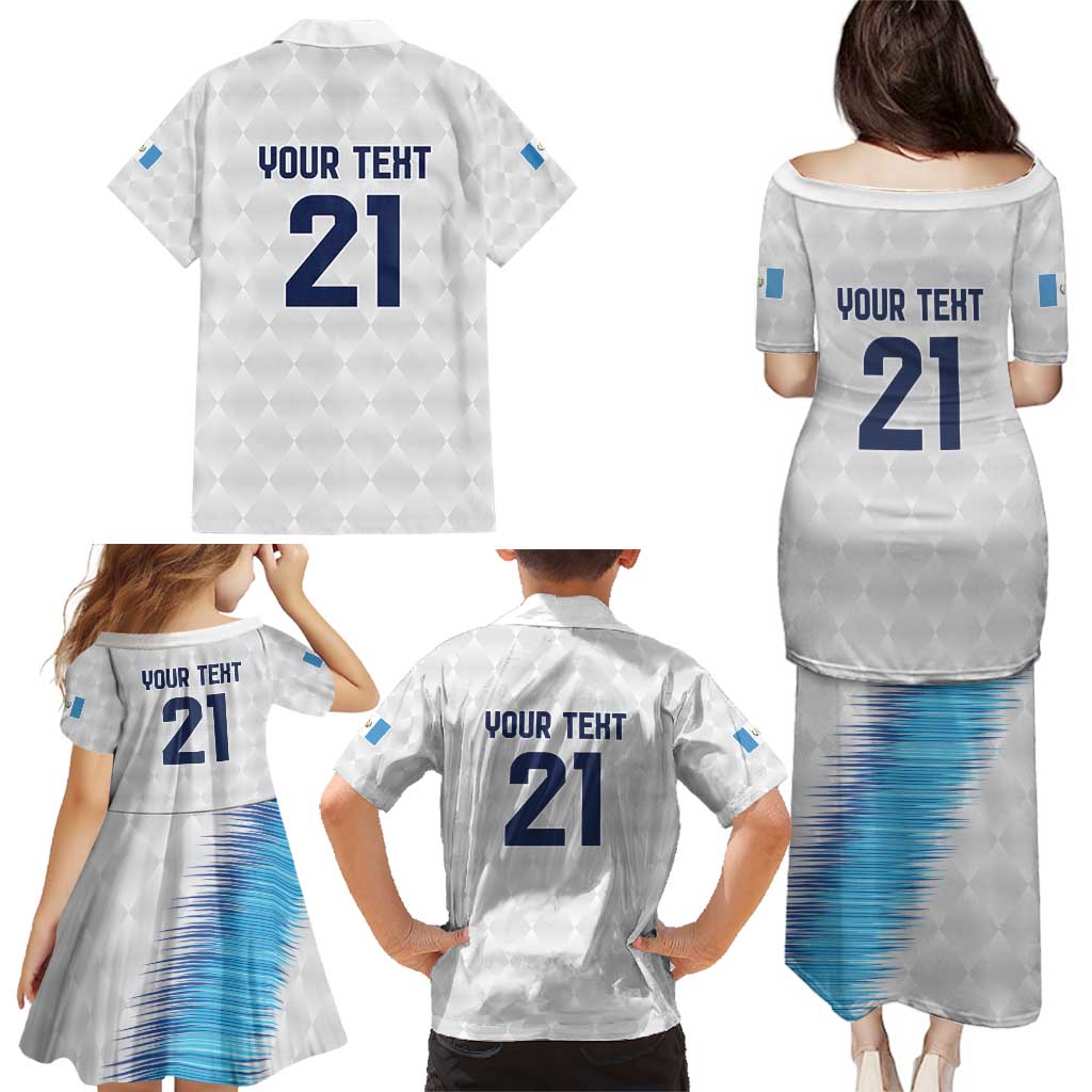 Guatemala Football Custom Family Matching Puletasi and Hawaiian Shirt Go Los Chapines White Pattern