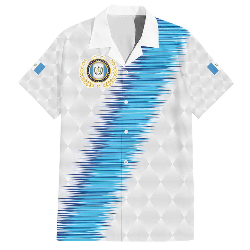 Guatemala Football Custom Family Matching Short Sleeve Bodycon Dress and Hawaiian Shirt Go Los Chapines White Pattern