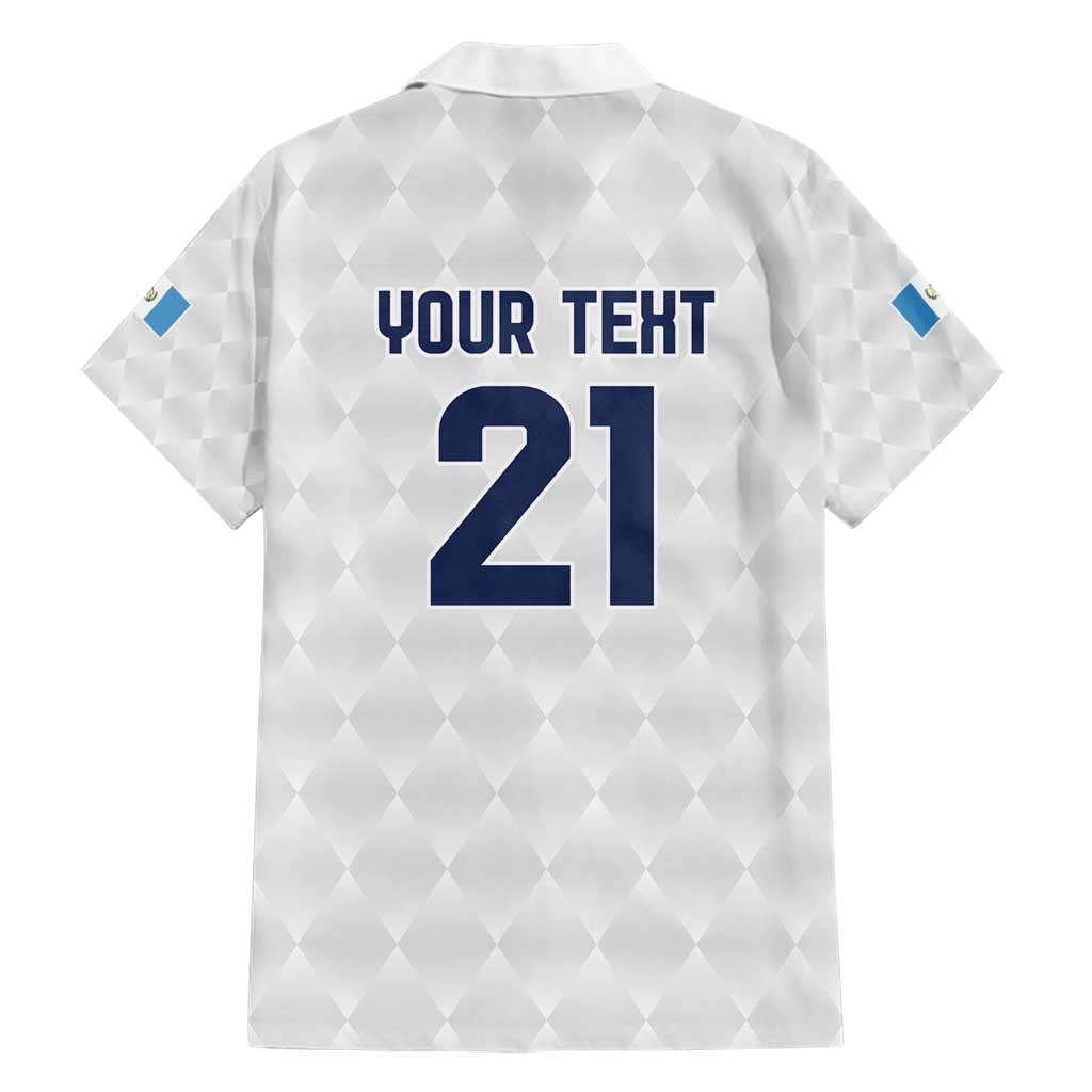 Guatemala Football Custom Family Matching Short Sleeve Bodycon Dress and Hawaiian Shirt Go Los Chapines White Pattern