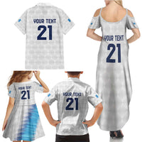 Guatemala Football Custom Family Matching Summer Maxi Dress and Hawaiian Shirt Go Los Chapines White Pattern