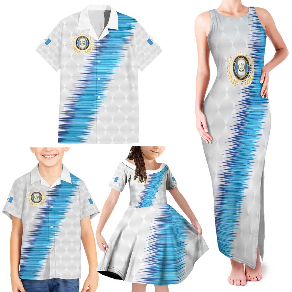 Guatemala Football Custom Family Matching Tank Maxi Dress and Hawaiian Shirt Go Los Chapines White Pattern