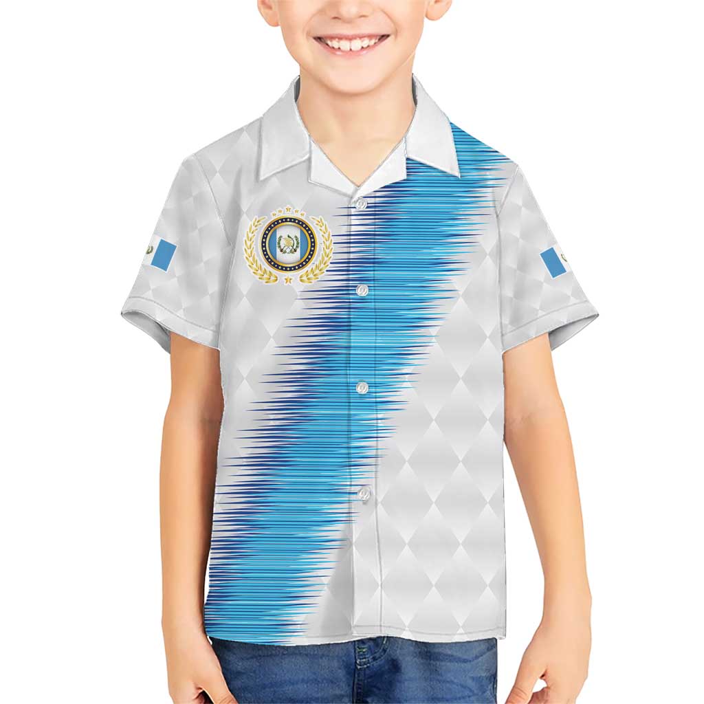 Guatemala Football Custom Kid Hawaiian Shirt Go Los Chapines White Pattern