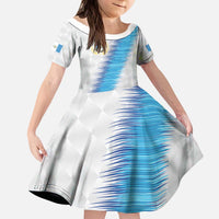 Guatemala Football Custom Kid Short Sleeve Dress Go Los Chapines White Pattern