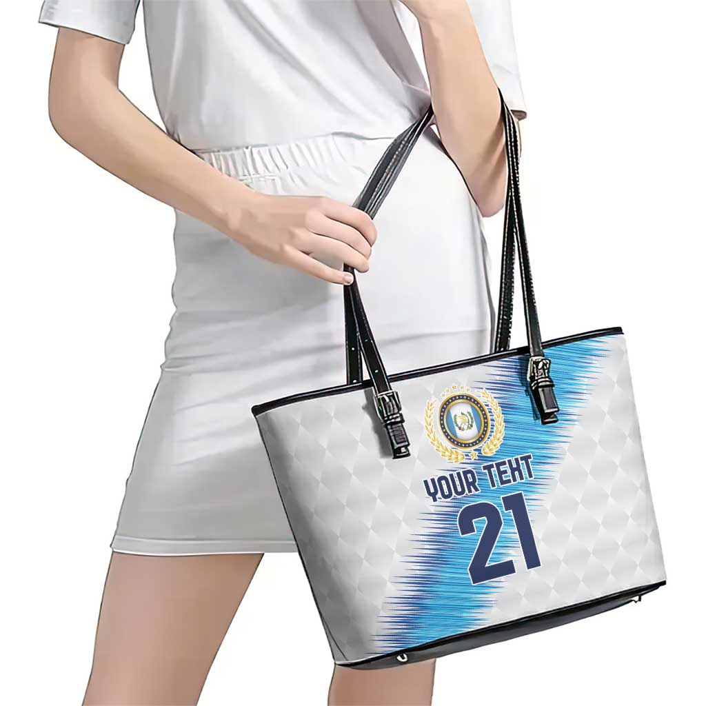 Guatemala Football Custom Leather Tote Bag Go Los Chapines White Pattern