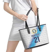Guatemala Football Custom Leather Tote Bag Go Los Chapines White Pattern