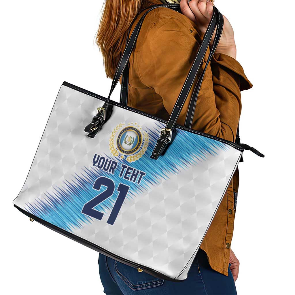 Guatemala Football Custom Leather Tote Bag Go Los Chapines White Pattern