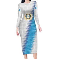 Guatemala Football Custom Long Sleeve Bodycon Dress Go Los Chapines White Pattern