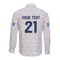 Guatemala Football Custom Long Sleeve Button Shirt Go Los Chapines White Pattern