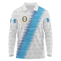 Guatemala Football Custom Long Sleeve Polo Shirt Go Los Chapines White Pattern