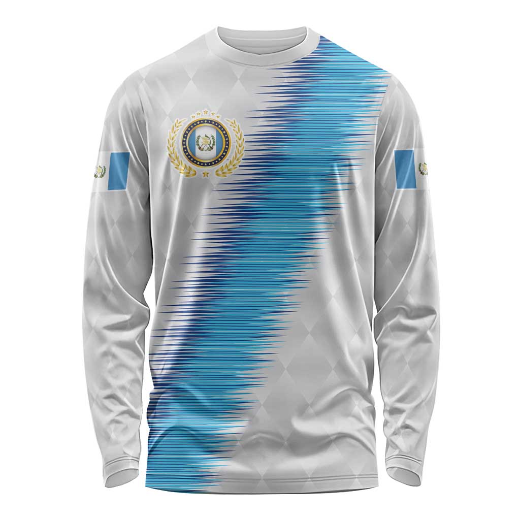 Guatemala Football Custom Long Sleeve Shirt Go Los Chapines White Pattern