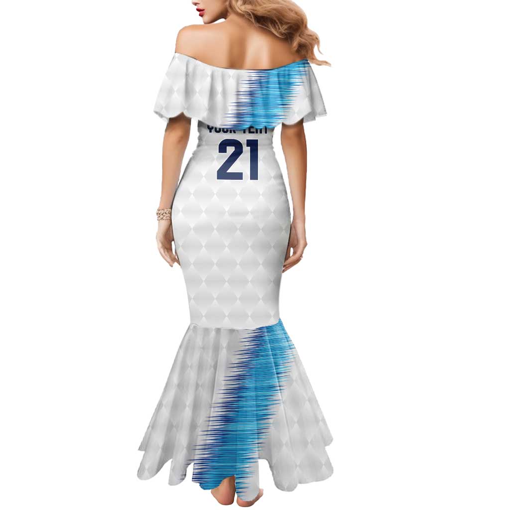 Guatemala Football Custom Mermaid Dress Go Los Chapines White Pattern