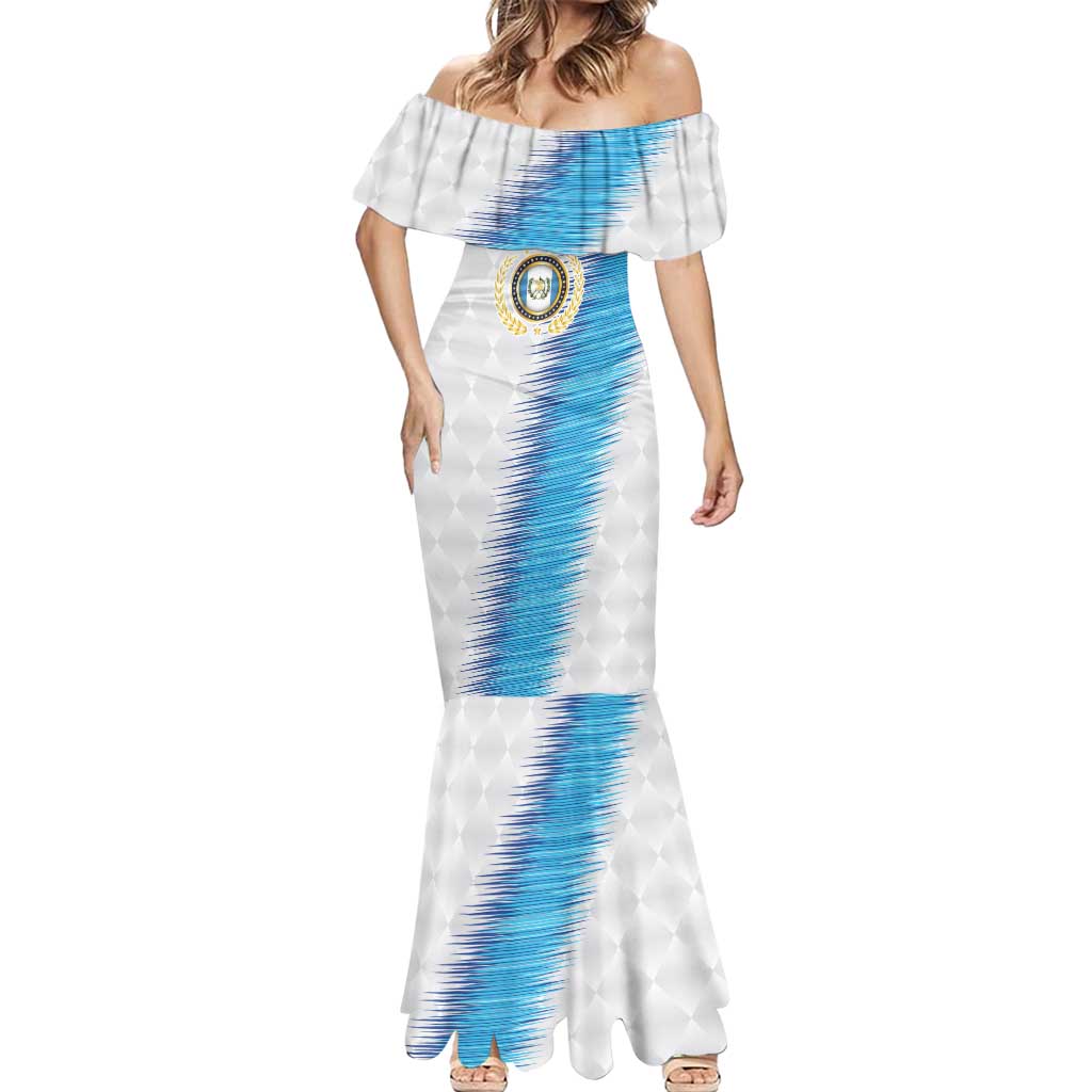 Guatemala Football Custom Mermaid Dress Go Los Chapines White Pattern