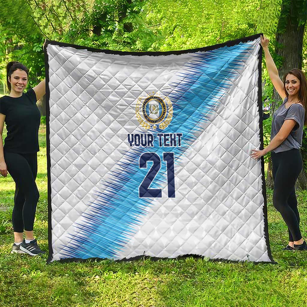 Guatemala Football Custom Quilt Go Los Chapines White Pattern
