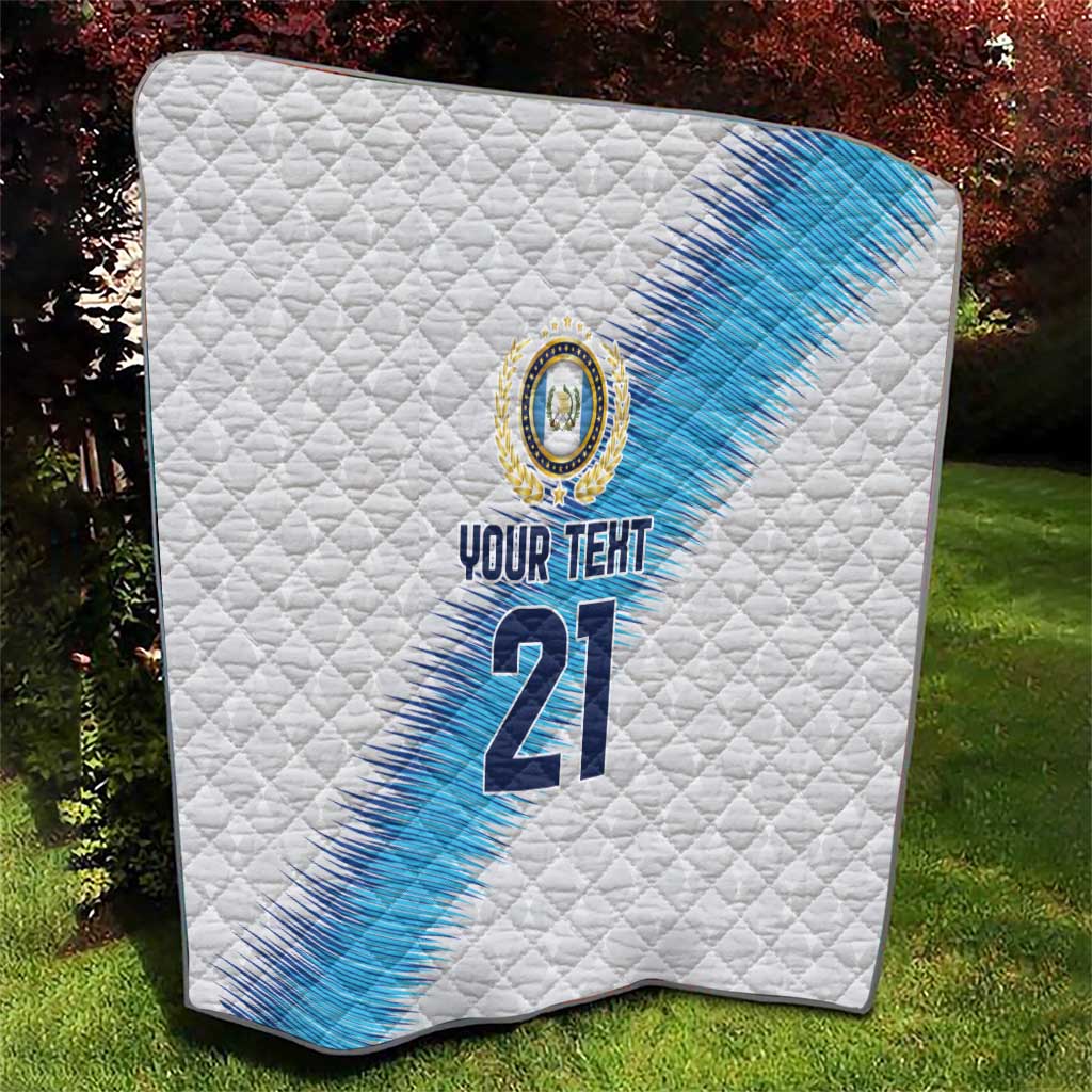 Guatemala Football Custom Quilt Go Los Chapines White Pattern
