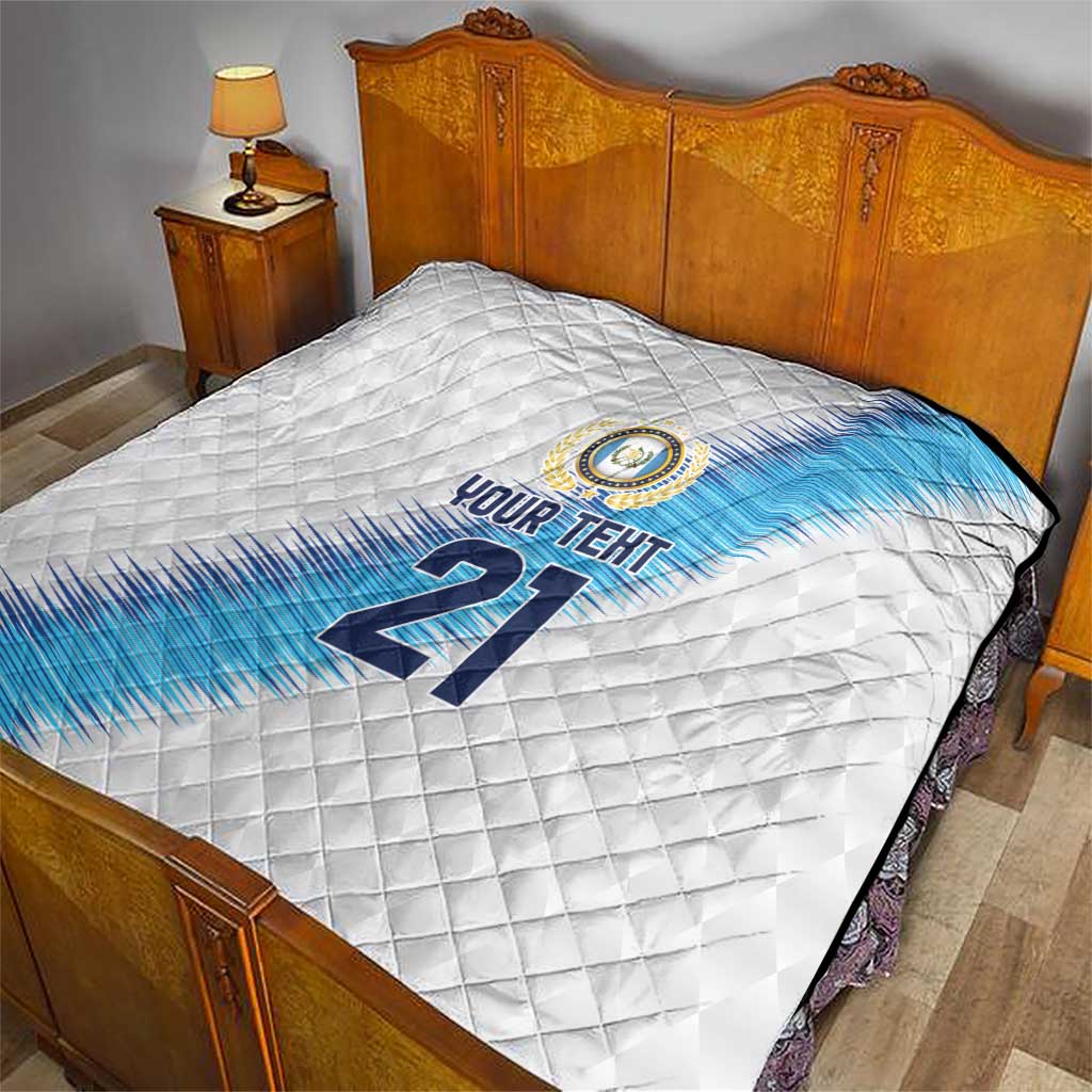 Guatemala Football Custom Quilt Go Los Chapines White Pattern