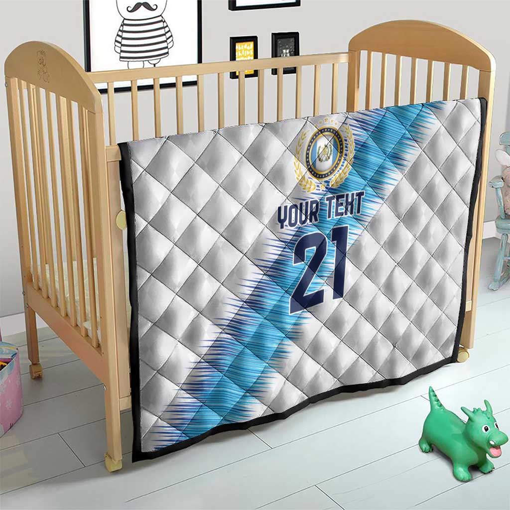 Guatemala Football Custom Quilt Go Los Chapines White Pattern