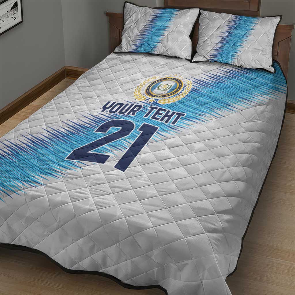 Guatemala Football Custom Quilt Bed Set Go Los Chapines White Pattern