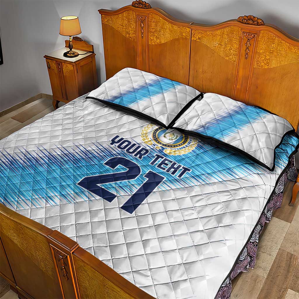 Guatemala Football Custom Quilt Bed Set Go Los Chapines White Pattern
