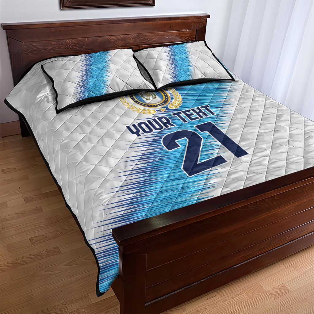 Guatemala Football Custom Quilt Bed Set Go Los Chapines White Pattern
