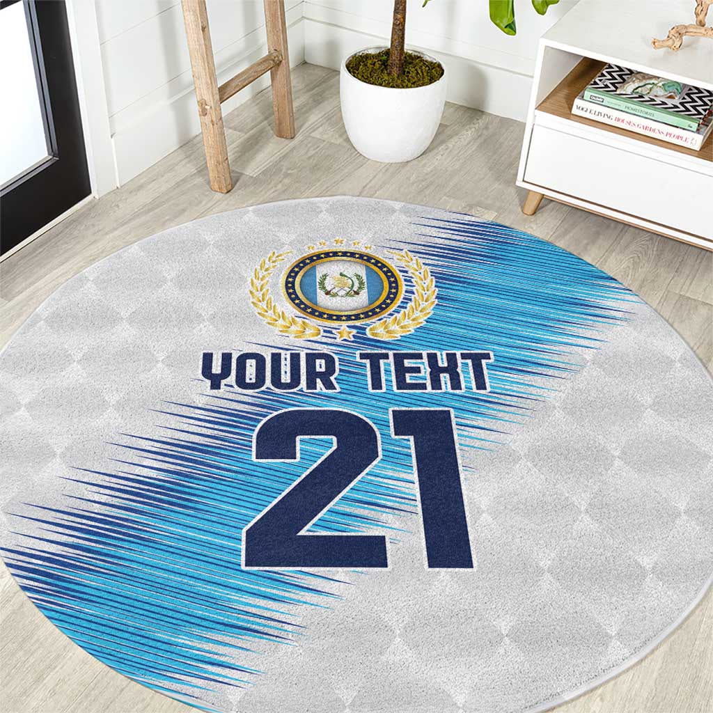 Guatemala Football Custom Round Carpet Go Los Chapines White Pattern