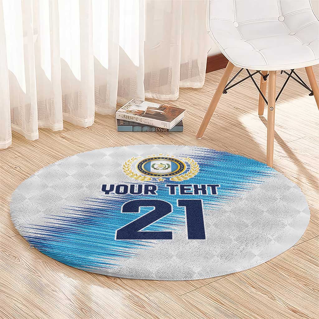 Guatemala Football Custom Round Carpet Go Los Chapines White Pattern