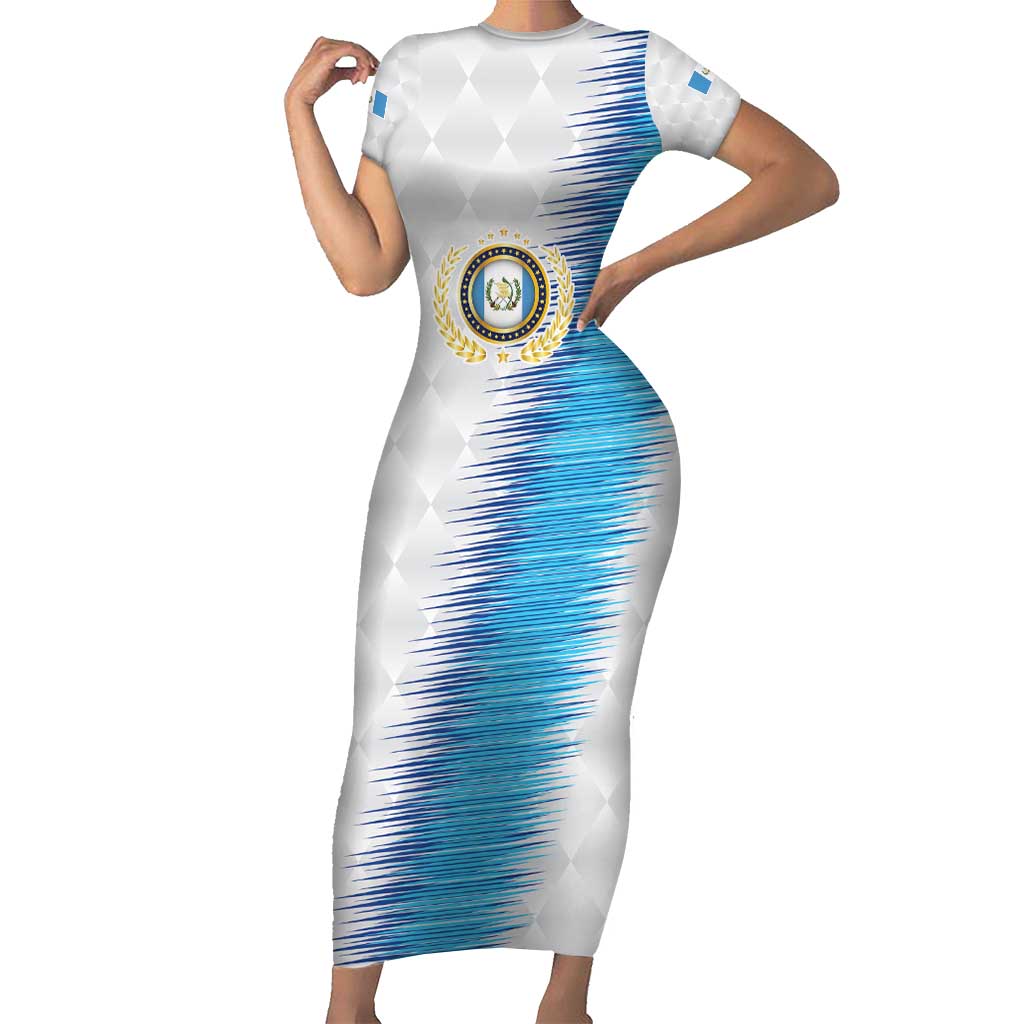Guatemala Football Custom Short Sleeve Bodycon Dress Go Los Chapines White Pattern