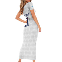 Guatemala Football Custom Short Sleeve Bodycon Dress Go Los Chapines White Pattern